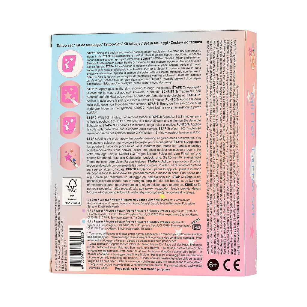 Souza glitter tattoo set eenhoorn