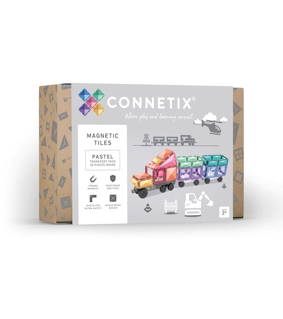 Connetix Pastel Transport Pack 50 stuks – Magnetisch speelgoed in pastelkleuren