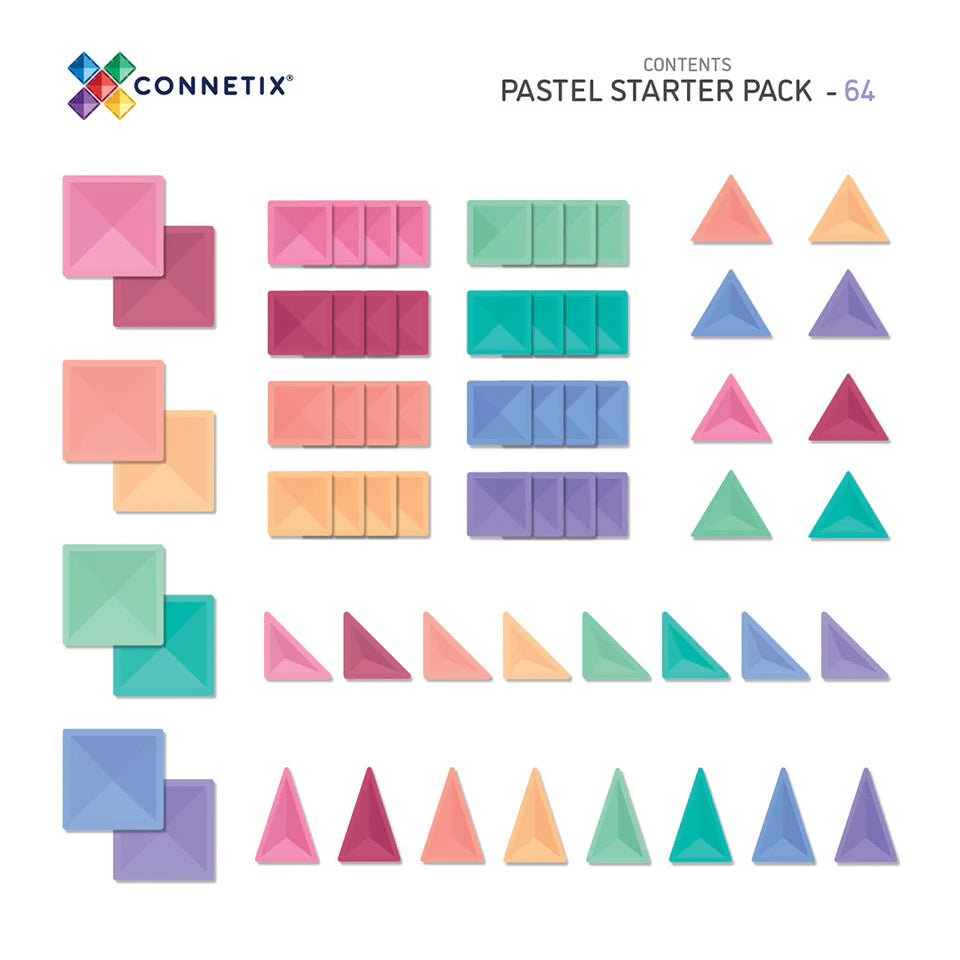 Connetix Pastel Starter Pack 64 stuks – Magnetisch speelgoed in pastelkleuren